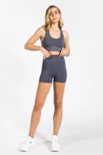 Seamless High-Waist Gym Short in Thunder Grey - Sillvela