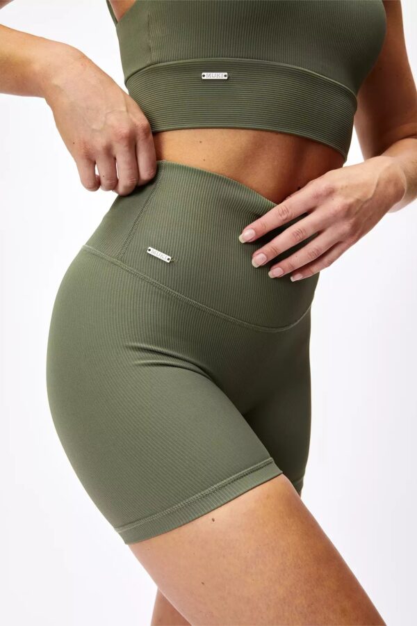 Ultra High-Waist Ribbed Short in Olive Green - Sillvela