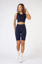 Seamless Ribbed Biker Short in Midnight Blue - Sillvela